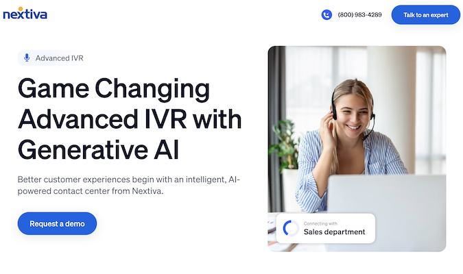 Nextiva Advanced IVR for contact centers landing page