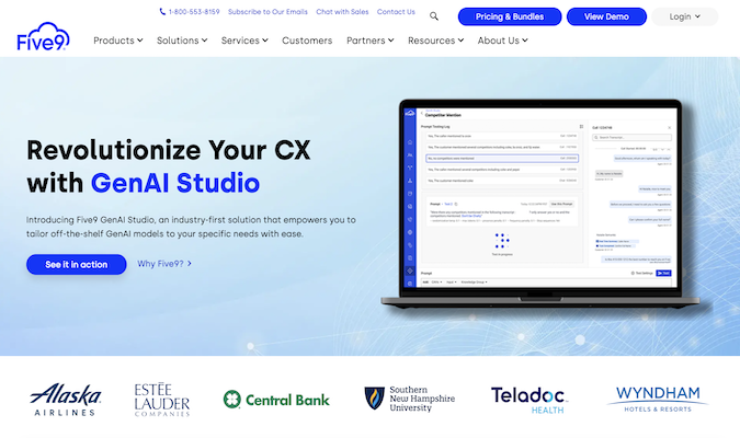 Five9 lets businesses revolutionize their CX with GenAI studio, which is an industry-first solution that empowers businesses to tailor off-the-shelf GenAI models to their specific needs with ease.