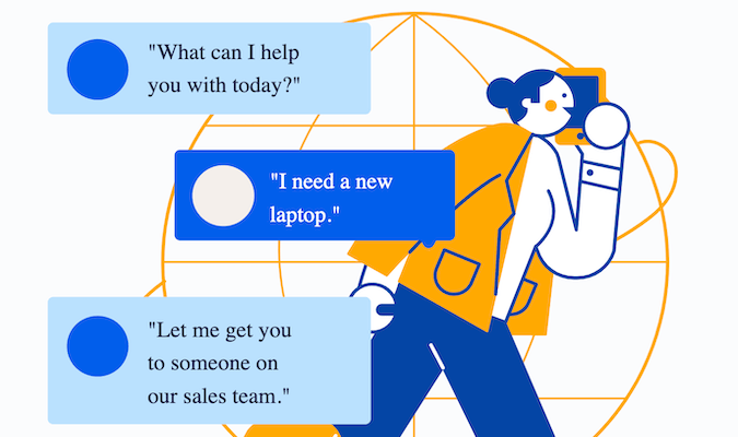 Graphic from Nextiva showing a conversation with an IVR system.